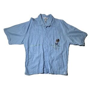 Hip Hop History Button Up Shirt Mens 2XL Light Blue Embroidered Studded